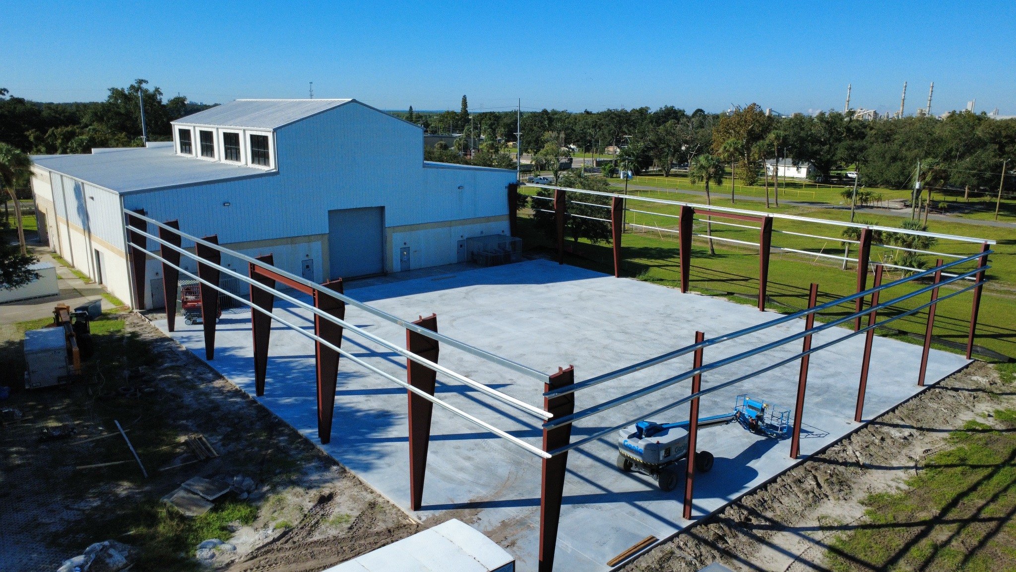 Aerial view of new building addition